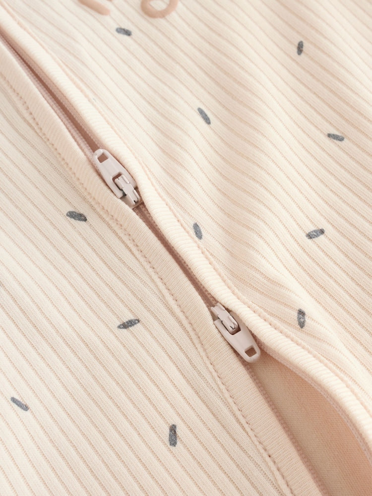 Beige Two Way Zip Baby Rompers 3 Pack (0mths-3yrs)