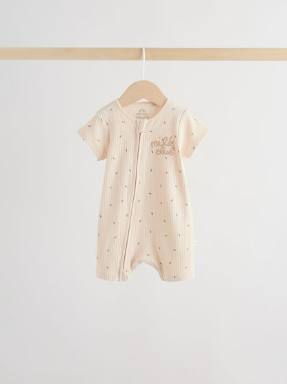 Beige Two Way Zip Baby Rompers 3 Pack (0mths-3yrs)
