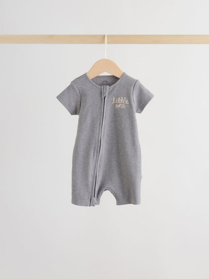 Beige Two Way Zip Baby Rompers 3 Pack (0mths-3yrs)