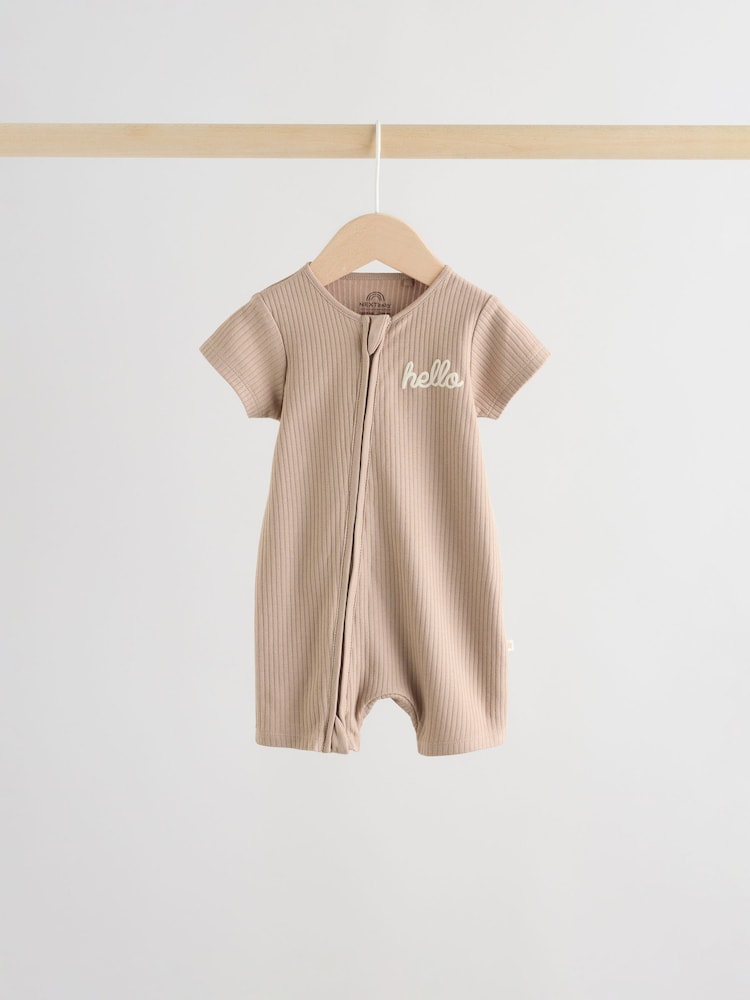 Beige Two Way Zip Baby Rompers 3 Pack (0mths-3yrs)