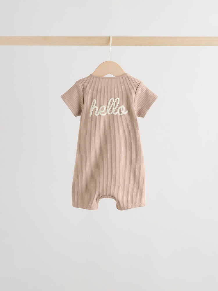 Beige Two Way Zip Baby Rompers 3 Pack (0mths-3yrs)
