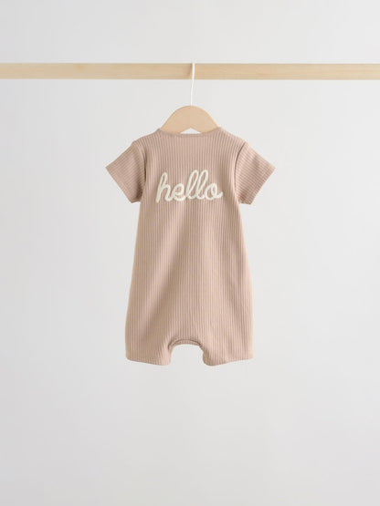 Beige Two Way Zip Baby Rompers 3 Pack (0mths-3yrs)