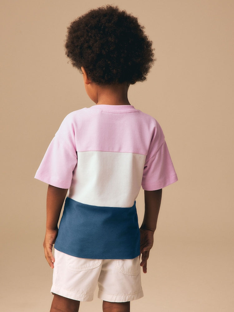 Pink/White/Blue Short Sleeve Colourblock T-Shirt (3mths-7yrs) (3mths-7yrs)