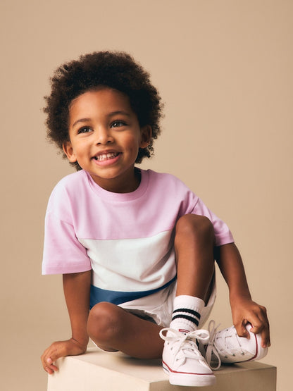 Pink/White/Blue Short Sleeve Colourblock T-Shirt (3mths-7yrs) (3mths-7yrs)