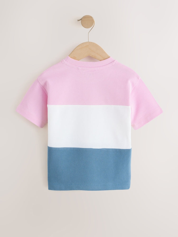 Pink/White/Blue Short Sleeve Colourblock T-Shirt (3mths-7yrs) (3mths-7yrs)