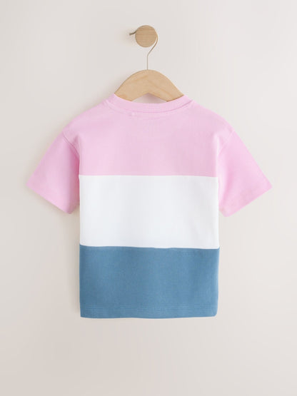 Pink/White/Blue Short Sleeve Colourblock T-Shirt (3mths-7yrs) (3mths-7yrs)