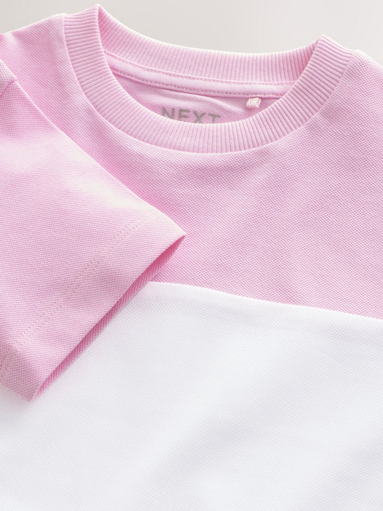 Pink/White/Blue Short Sleeve Colourblock T-Shirt (3mths-7yrs) (3mths-7yrs)