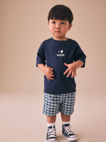Navy Blue I love snacks Slogan