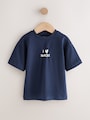 Navy Blue I love snacks Slogan Short Sleeve Small Graphic T-Shirt (3mths-8yrs) - Size 3-6 Months (62-68cm)