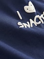 Navy Blue I love snacks Slogan Short Sleeve Small Graphic T-Shirt (3mths-8yrs) - Size 3-6 Months (62-68cm)