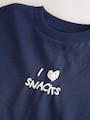 Navy Blue I love snacks Slogan Short Sleeve Small Graphic T-Shirt (3mths-8yrs) - Size 3-6 Months (62-68cm)