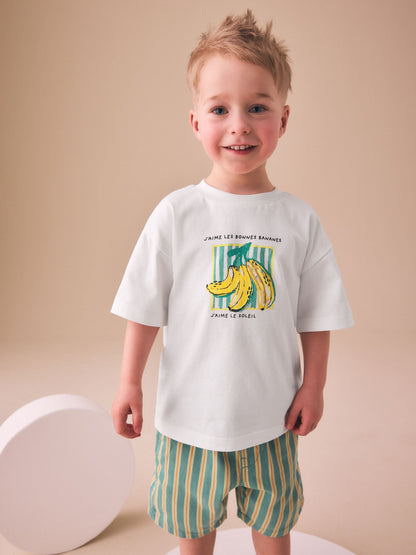 White Bananas Short Sleeve Back Print T-Shirt (3mths-7yrs) - Size 3-6 Months (62-68cm)