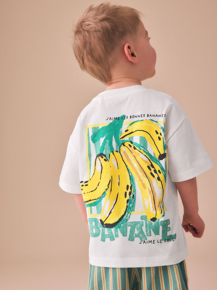 White Bananas Short Sleeve Back Print T-Shirt (3mths-7yrs) - White Bananas / 12-18 Months (80-86cm)