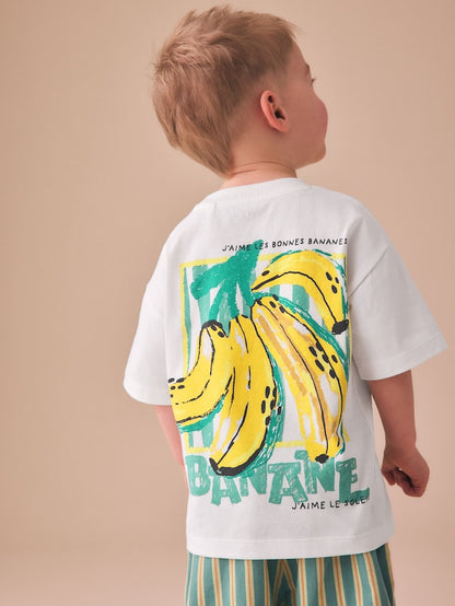 White Bananas Short Sleeve Back Print T-Shirt (3mths-7yrs) - Size 3-6 Months (62-68cm)