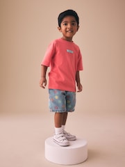 Coral Pink Wild Slogan Short Sleeve Small Graphic T-Shirt (3mths-8yrs) - Size 3-6 Months (62-68cm)