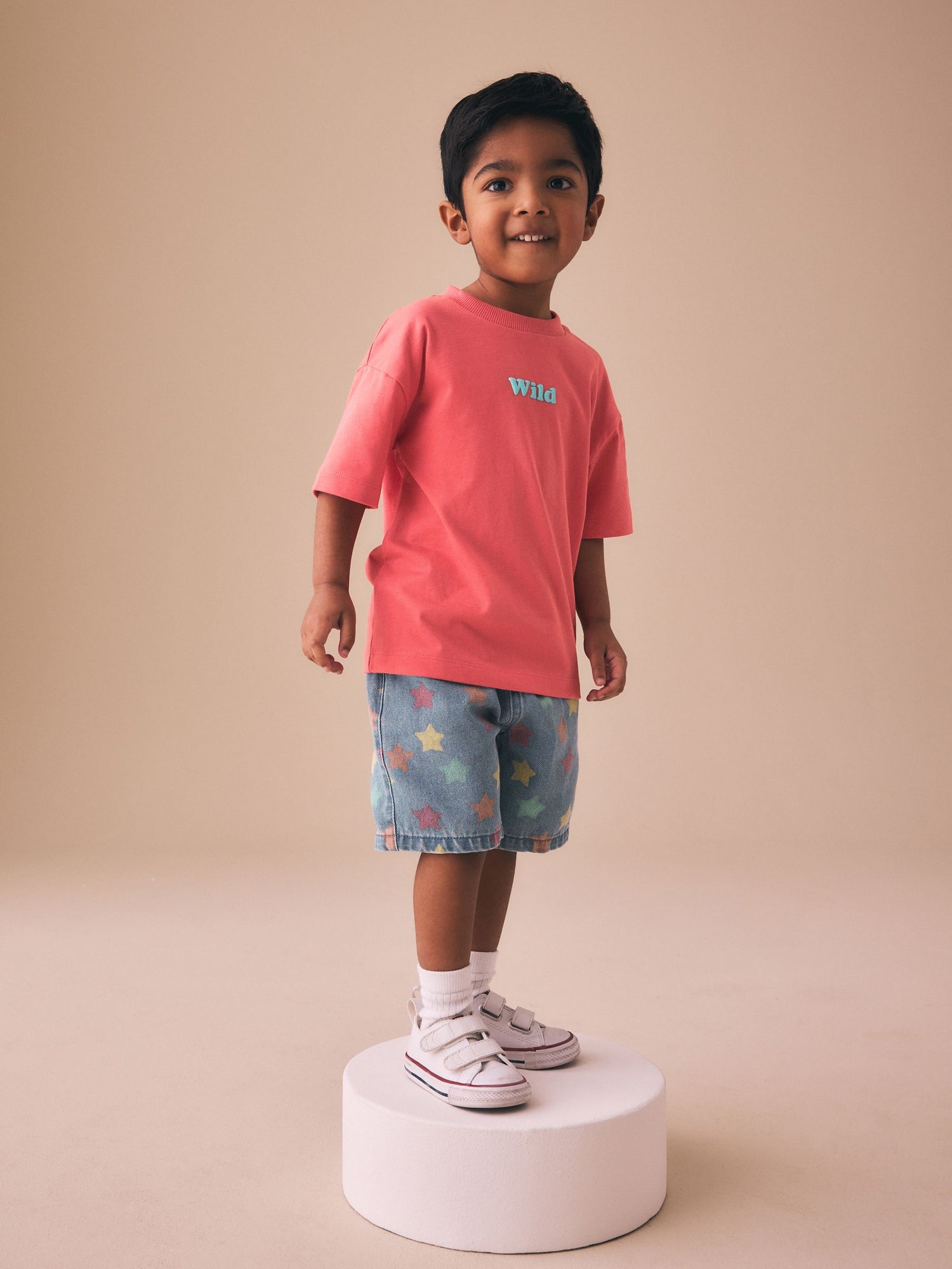 Coral Pink Wild Slogan Short Sleeve Small Graphic T-Shirt (3mths-8yrs) - Size 3-6 Months (62-68cm)
