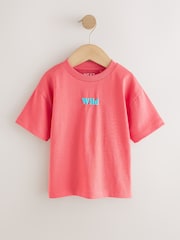 Coral Pink Wild Slogan Short Sleeve Small Graphic T-Shirt (3mths-8yrs) - Size 3-6 Months (62-68cm)