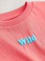 Coral Pink Wild Slogan Short Sleeve Small Graphic T-Shirt (3mths-8yrs) - Size 3-6 Months (62-68cm)