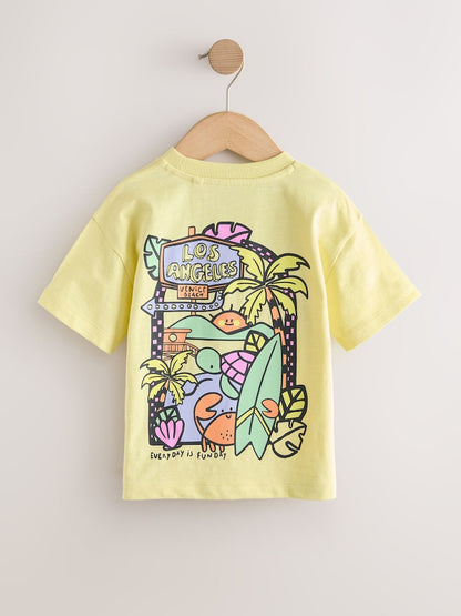 Yellow LA Surf Short Sleeve Graphic T-Shirts 3 Pack (3mths-7yrs)
