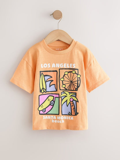 Yellow LA Surf Short Sleeve Graphic T-Shirts 3 Pack (3mths-7yrs)
