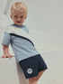 Blue Diagonal Stripe Short Sleeve T-Shirt and Shorts Set (3mths-7yrs) - Blue Diagonal Stripe / 12-18 Months (80-86cm)