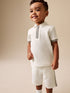 White Zip Neck Short Sleeve Polo Shirt And Shorts Set (3mths-7yrs)