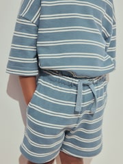 Blue Stripe Short Sleeve All-Over Print T-Shirt and Shorts Set (3mths-7yrs) - Size 3-6 Months (62-68cm)