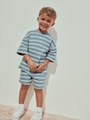 Blue Stripe Short Sleeve All-Over Print T-Shirt and Shorts Set (3mths-7yrs) - Size 3-6 Months (62-68cm)