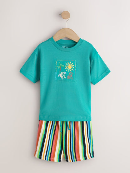 Green Beach Short Sleeve T-Shirt and Shorts Set (3mths-7yrs)
