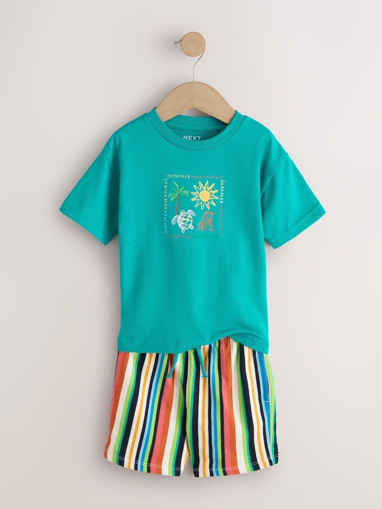 Green Beach Short Sleeve T-Shirt and Shorts Set (3mths-7yrs)