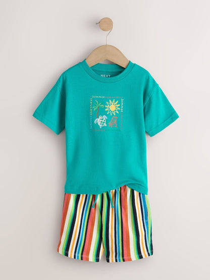 Green Beach Short Sleeve T-Shirt and Shorts Set (3mths-7yrs)