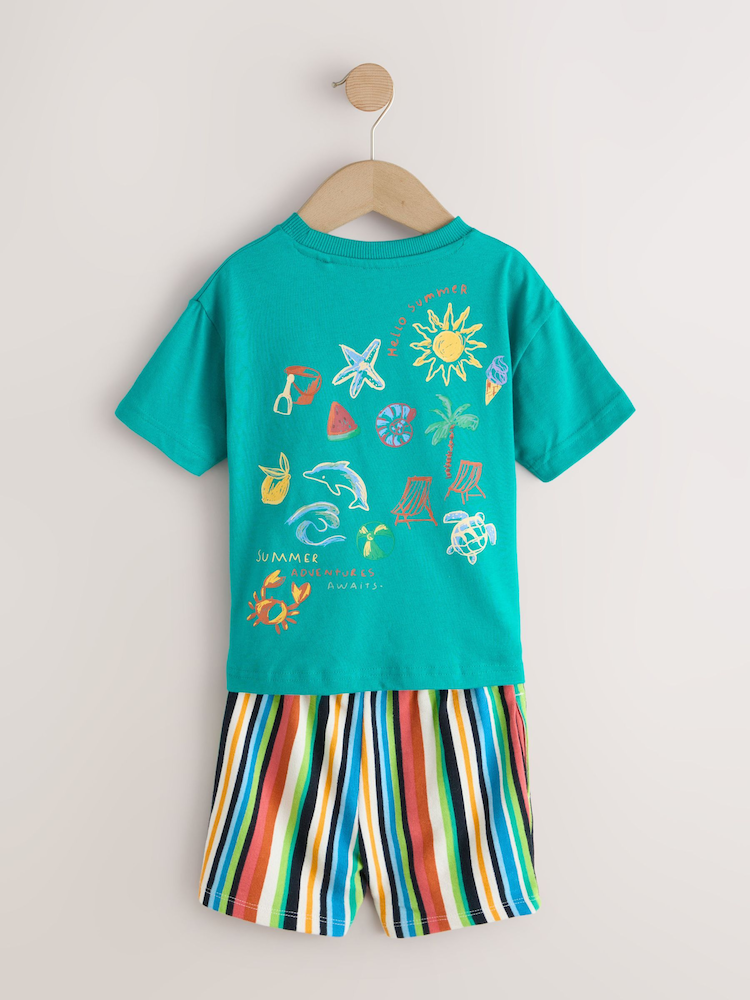 Green Beach Short Sleeve T-Shirt and Shorts Set (3mths-7yrs)