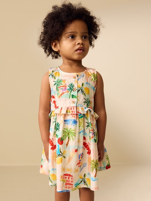 Multi Print Sleeveless Peplum Dress (3mths-8yrs)