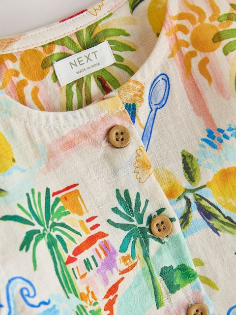 Multi Print Sleeveless Peplum Dress (3mths-8yrs)