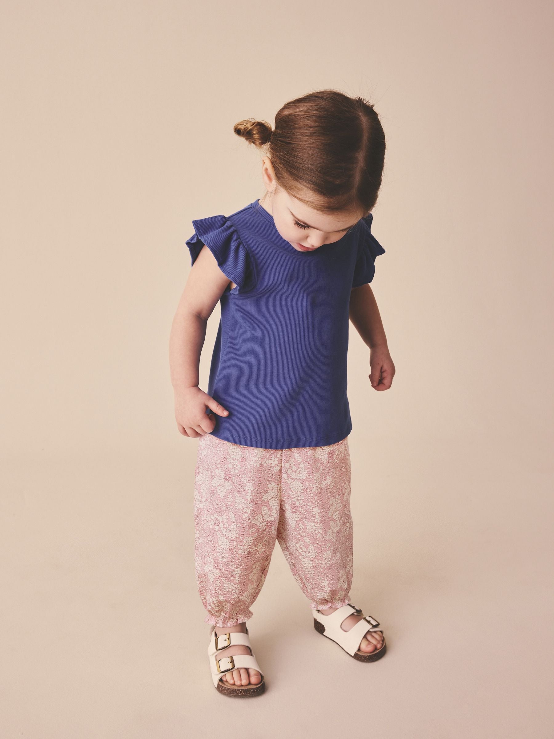 Orange Ditsy Floral Textured Bloomer Trousers (3mths-7yrs) - Size 3-6 Months (62-68cm)