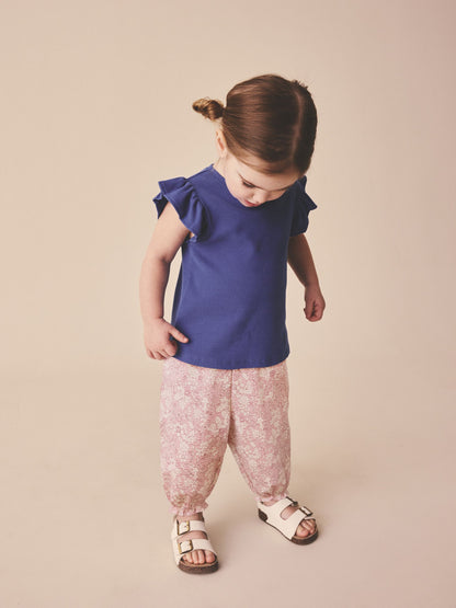 Orange Ditsy Floral Textured Bloomer Trousers (3mths-7yrs) - Size 3-6 Months (62-68cm)