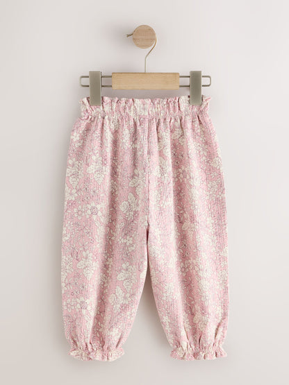 Orange Ditsy Floral Textured Bloomer Trousers (3mths-7yrs) - Size 3-6 Months (62-68cm)