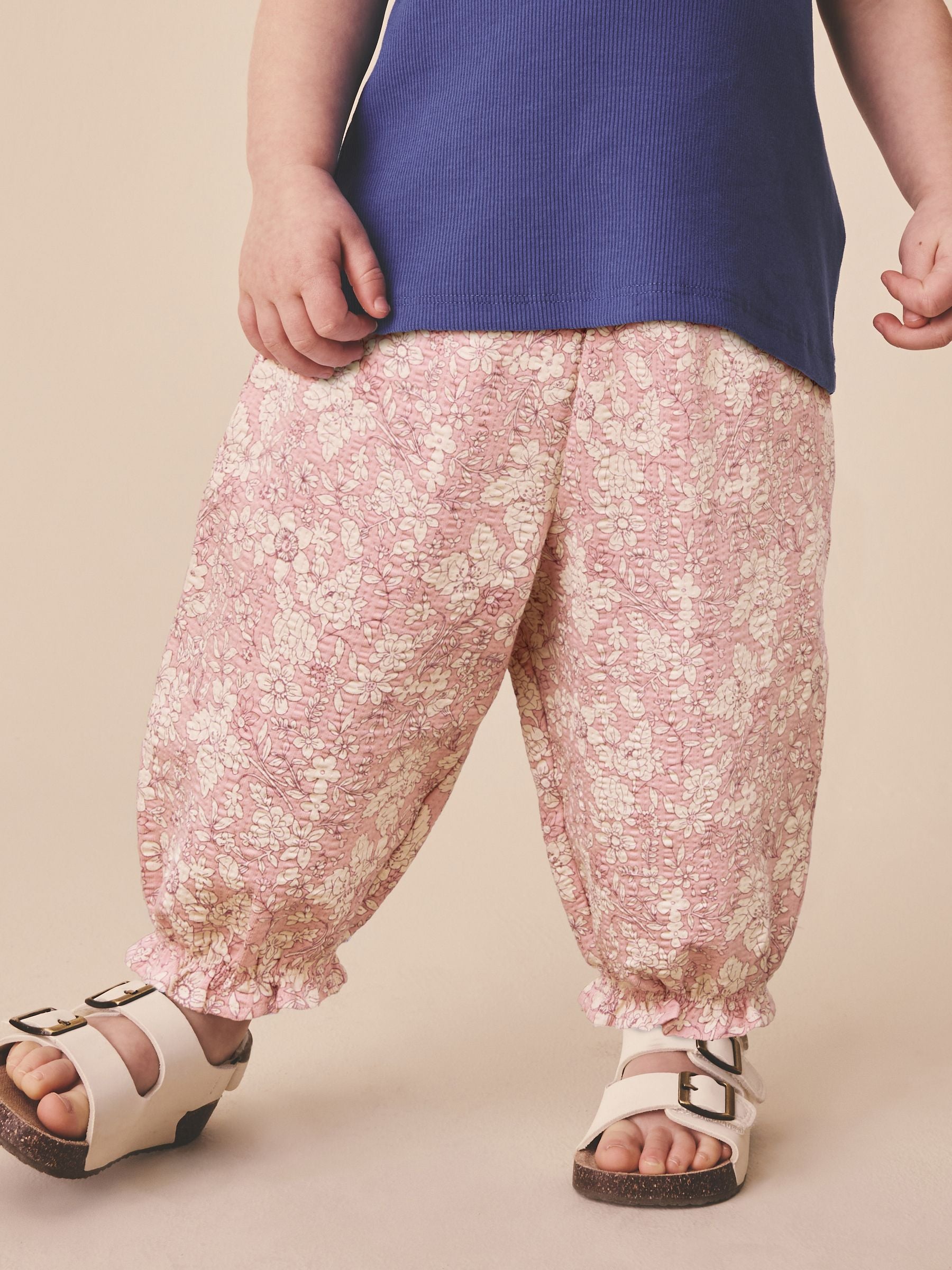 Orange Ditsy Floral Textured Bloomer Trousers (3mths-7yrs) - Size 3-6 Months (62-68cm) - Option 1