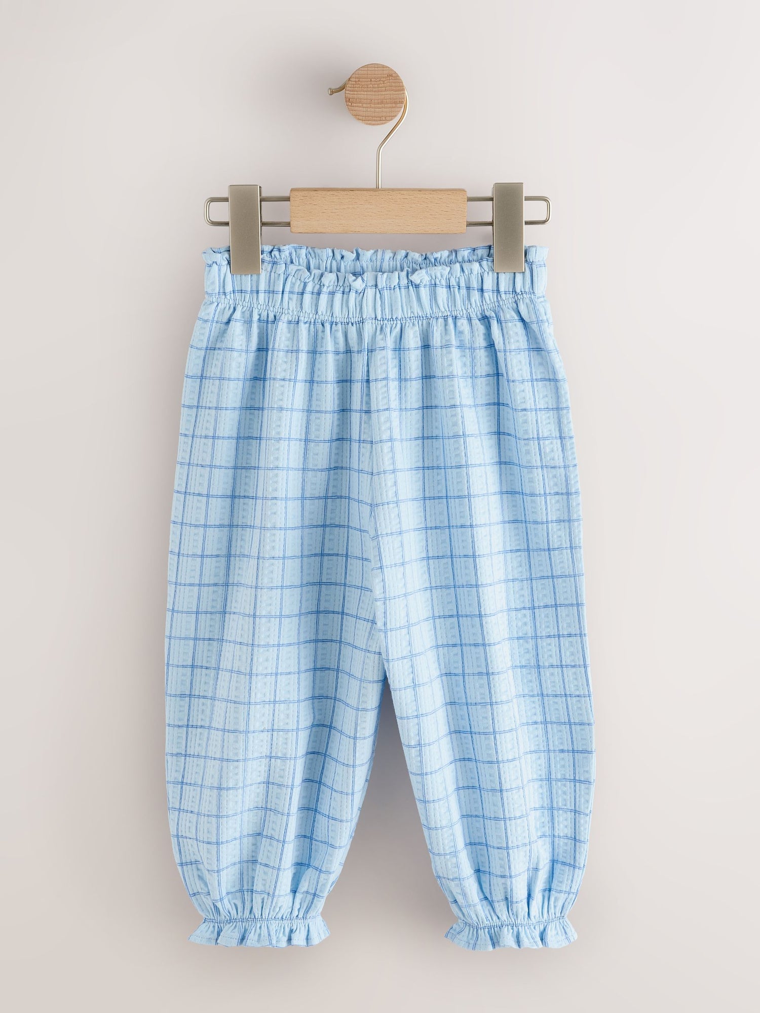 Blue Grid Check Textured Bloomer Trousers (3mths-7yrs) - Size 3-6 Months (62-68cm)