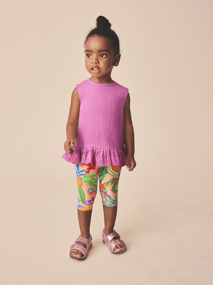 Pink Fruit Print Crop Leggings (3mths-7yrs) - Size 3-6 Months (62-68cm)
