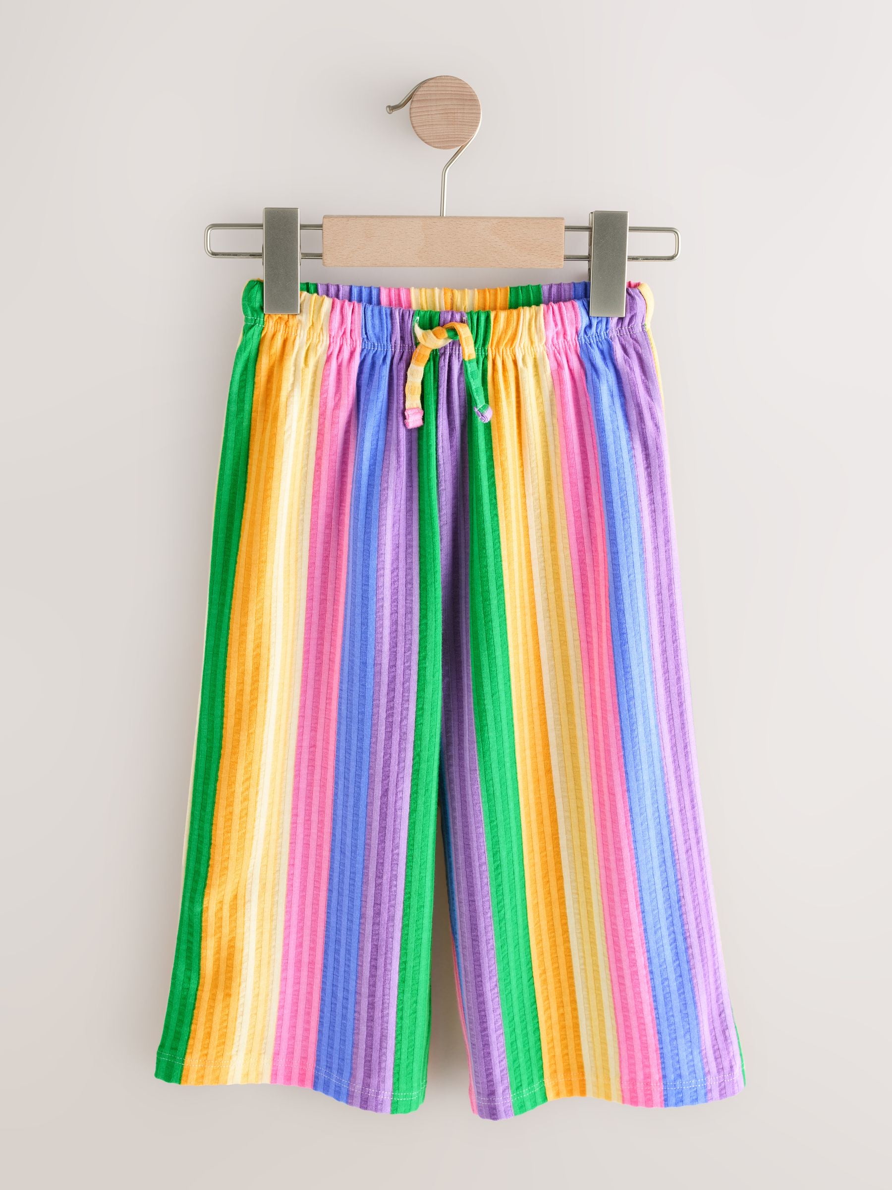 Pink Rainbow Stripe Wide Leg Trousers (3mths-7yrs) - Size 3-6 Months (62-68cm)