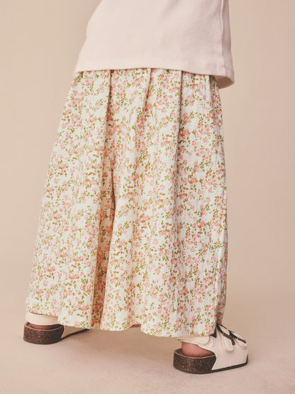Ecru White Ditsy Floral Wide Leg Trousers (3mths-7yrs) - Size 3-6 Months (62-68cm)