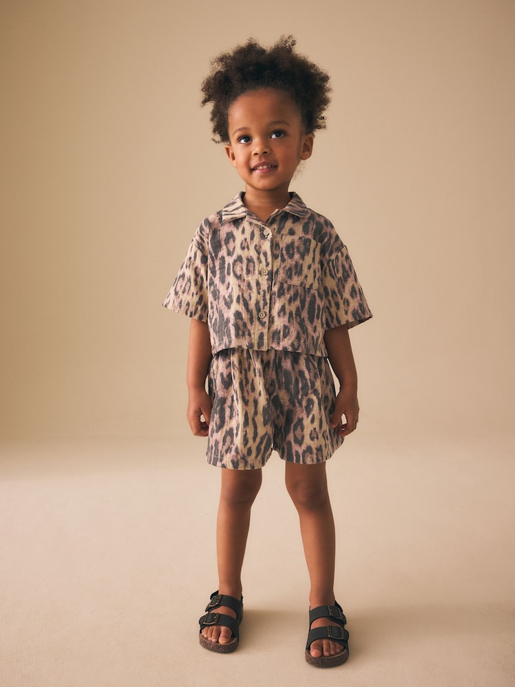 Animal Print Shirt And Short Co-Ord Set (3mths-10yrs)
