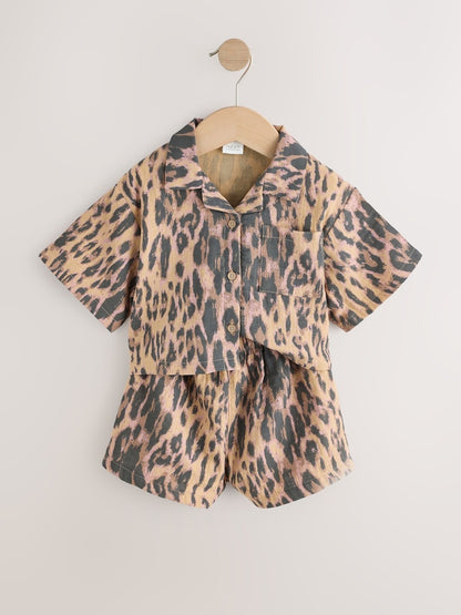 Animal Print Shirt And Short Co-Ord Set (3mths-10yrs)