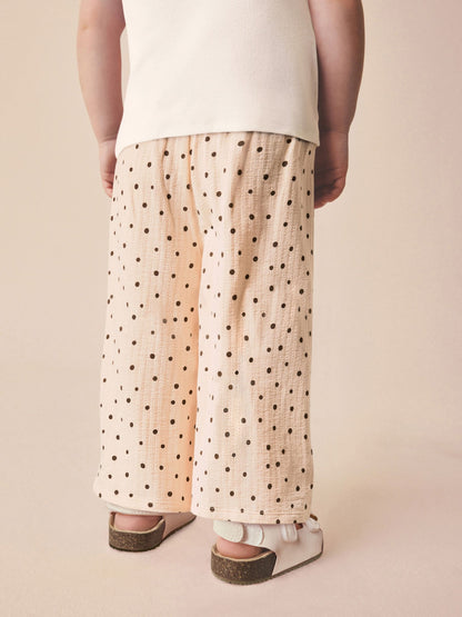 Ecru Mono Spot Wide Leg Trousers (3mths-7yrs) - Size 3-6 Months (62-68cm)
