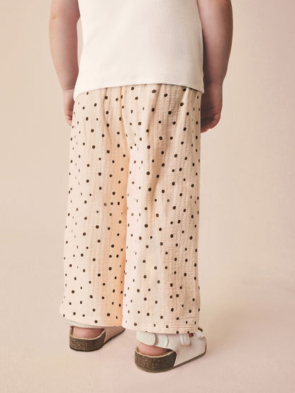 Ecru Mono Spot Wide Leg Trousers (3mths-7yrs) - Size 3-6 Months (62-68cm)