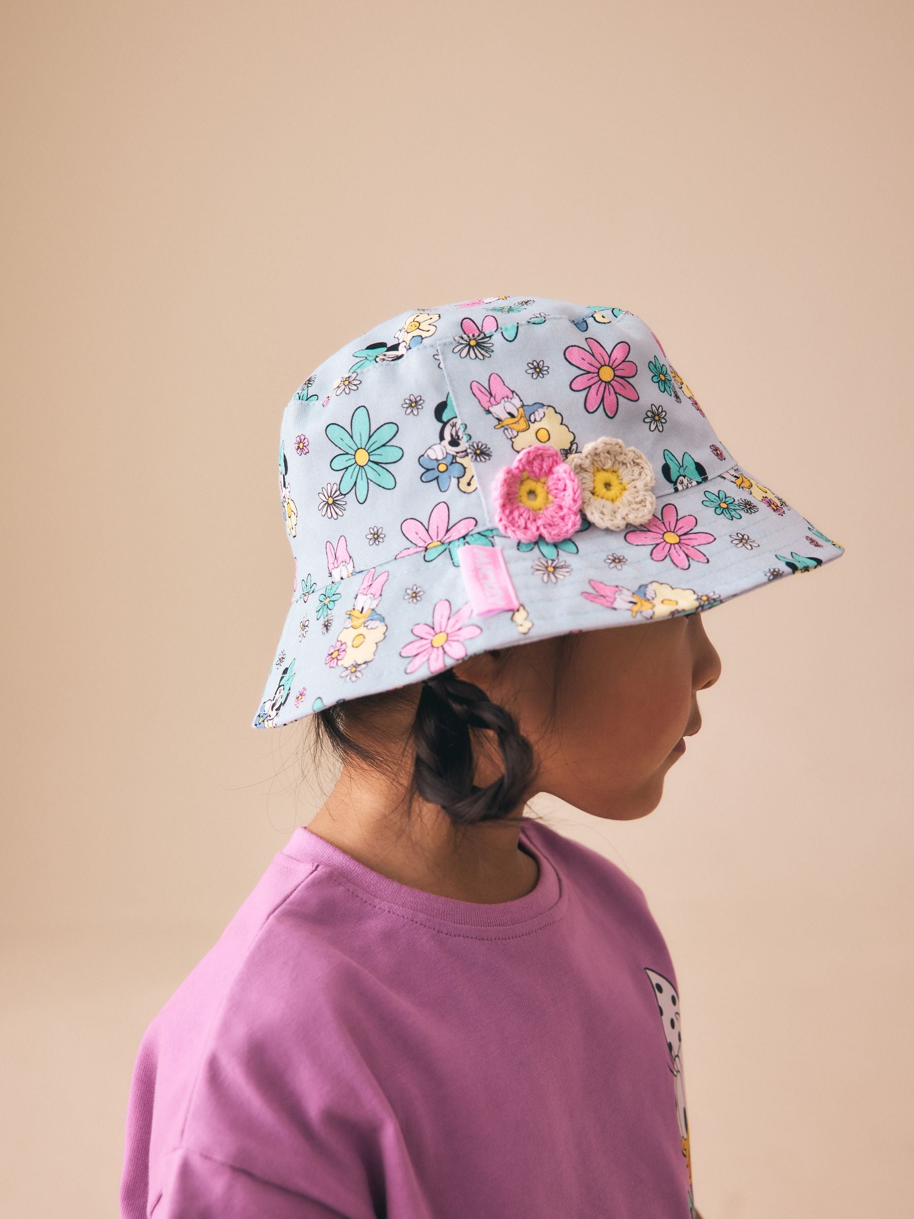 Blue/ Pink Minnie Mouse Pastel Printed Bucket Hat (3mths-13yrs) - Size 3-9 Months (62-74cm)