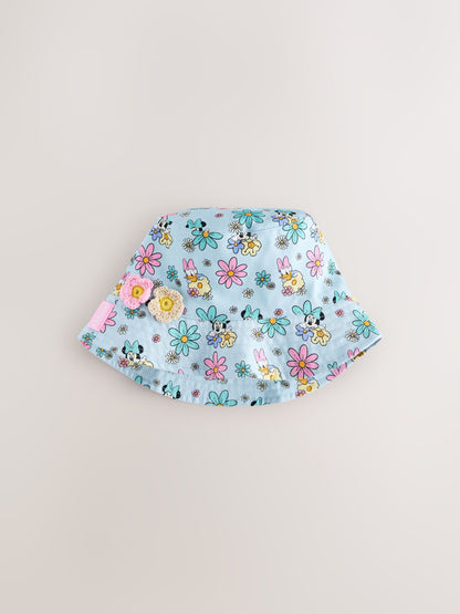 Blue/ Pink Minnie Mouse Pastel Printed Bucket Hat (3mths-13yrs) - Size 3-9 Months (62-74cm)