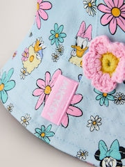 Blue/ Pink Minnie Mouse Pastel Printed Bucket Hat (3mths-13yrs) - Size 3-9 Months (62-74cm)