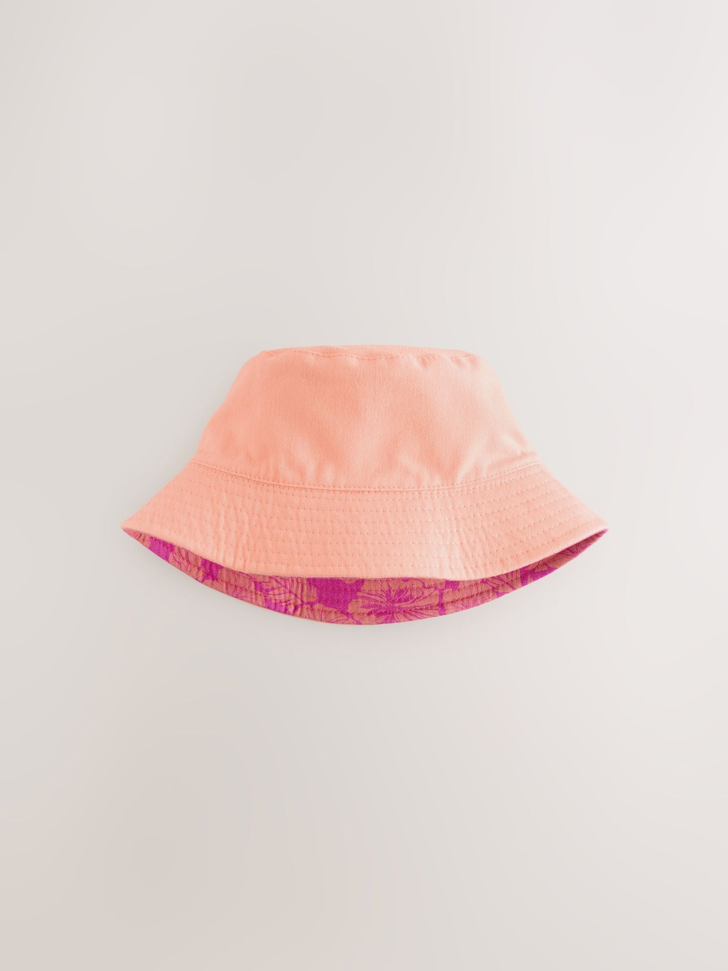 Pink/Purple Hibiscus Printed Bucket Hat (3mths-16yrs) - Size 3-9 Months (62-74cm)